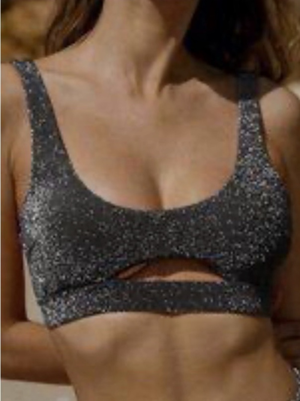 Lurex Cut Out Bikini Top